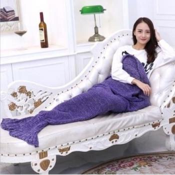 GX-YY-Nueva sirena Manta hacer punto cola de la sirena manta de invierno para niños sofá de la manta , 140cm*70cm 410 g , purple