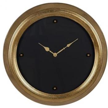Reloj de Pared Moderno Negro Dorado Hierro Madera PVC Cristal 46 x 6 x 46 cm - Decoración Moderna