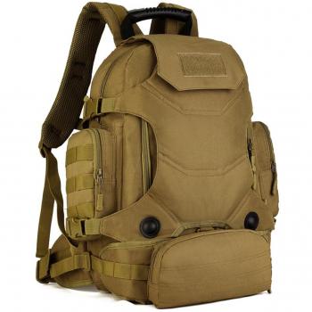 Huntvp Mochila de Asalto Estilo Militar Táctical MOLLE Sistema 3 Vías de llevar Gran Bolsa de Nylon Impermeable 40L Para Las Actividades Aire Libre Senderismo Caza Viajar Color Negro Marrón y ACU Camuflaje