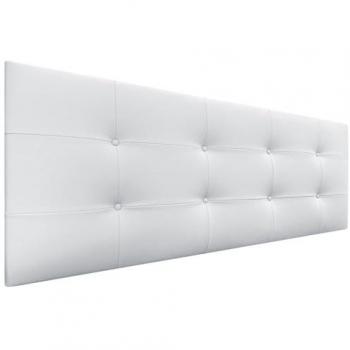 Cabecero Acolchado Capitone Tapizado en Polipiel Blanco 150x60cm con 8cm de Grosor para Cama Matrimonio e Individual