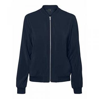 Vero Moda Women's Regular Fit Navy Bomber Jacket with Fly-Away Collar 'Coco'