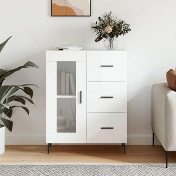 Aparador de madera multicapa blanco pulido 69,5x34x90 cm