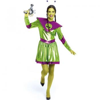 Disfraz de Extraterrestre verde y morado para mujer