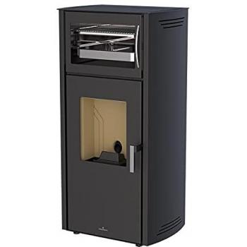 Estufa de Pellet con Horno Color Negro Modelo NOA-HORNO-NE de 12 kW