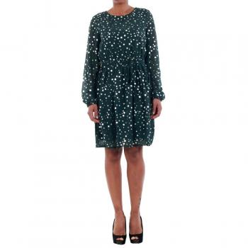 Vero Moda Vestido Mujer S Verde Oscuro 10198236 VMDIVIA Dot LS Short Dress FD Green Gables/Silver Dot