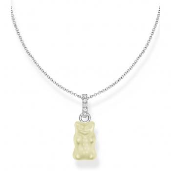 Thomas Sabo Sterling Silver Necklace with White Goldbear Pendant and Zirconia Stones