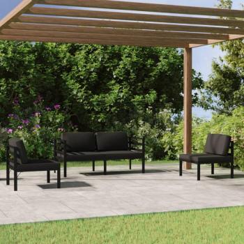 4-Piece Aluminum Patio Lounge Set with Cushions in Anthracite