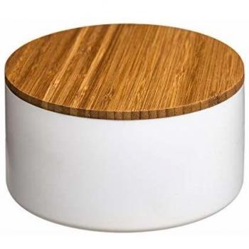 Caja de almacenamiento con espejo para baño de bambú y blanco