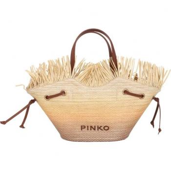 Beige Rafia Sfumata Small Pagoda Shopper Bag