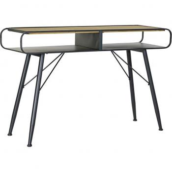 Consola de Abeto y Metal con Elegante Diseño Negro (120 x 38 x 78 cm)