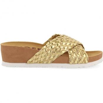 Sandalias Gioseppo Turiacu Mujer Dorado - Chanclas de mujer estilo bio con cuña y tiras cruzadas