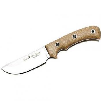 Electropolis Cuchillo de Caza Muela Aborigen ABORIGEN-12D, Enterizo, cachas micarta Canvas Desierto, Incluye Paracord y magnesio + Tarjeta Multiusos de Regalo