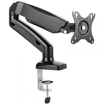 ICY BOX IB-MS303-T Single Monitor Arm for up to 27 Monitors, Max 6.5kg, with 90° Swivel and 360° Rotation, Black