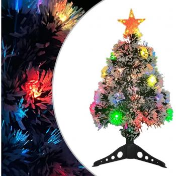 Árbol de Navidad Artificial con Luces Fibra Óptica Blanco y Azul 64 cm