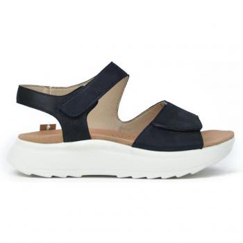 Sandalias de Mujer JL536-31 Negro Metal con Plataforma y Cierre Adherente