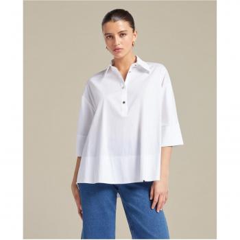 Camiseta de mujer combinada con cuello camisero