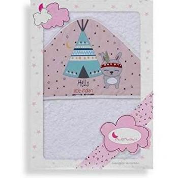 Interbaby 01202-12 - Capa de baño TIPI OSO blanco y rosa, unisex