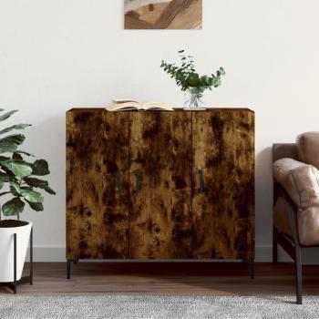 Aparador de madera de ingeniería 90x34x80 cm en roble ahumado, mueble de almacenaje para salón, buffet, armario auxiliar y armario de almacenamiento vidaXL