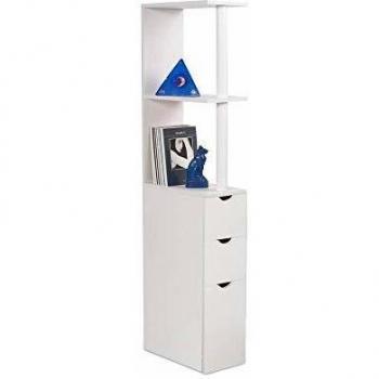 Mueble de Almacenamiento Blanco Contemporáneo para WC y Baño - A Posar en el Suelo con Compartimentos