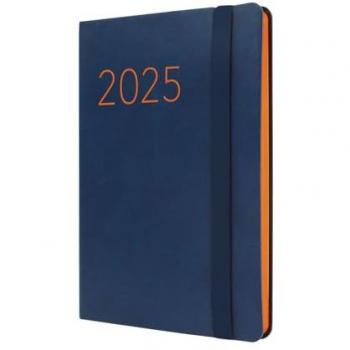 Agenda Finocam FLEXI Azul 11,8 x 16,8 cm 2025 Lisa - Encuadernada, semana vista horizontal, multilingüe, enero-diciembre 2025