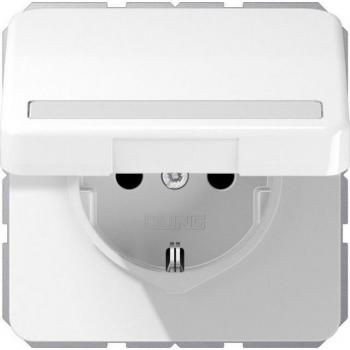 Toma corriente SCHUKO 16A 250V con tapa abatible y espacio para etiqueta, serie CD, color blanco alpin