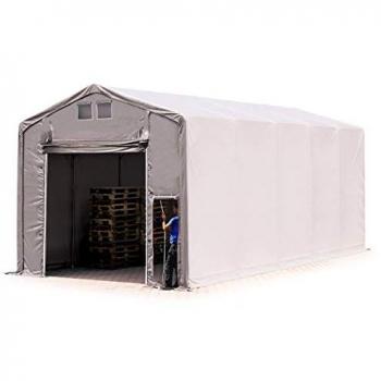 Carpa Industrial 5x10m con Altura Lateral de 4m, Puerta Levadiza, Lona Ignífuga PVC 2300, Impermeable, Color Gris