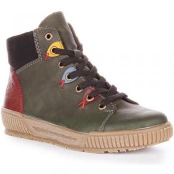 Botines Altos Rieker N0711-54 para Mujer, Color Verde Multicolor, Talla EU 36 / UK 3.5, Comodidad y Cierre con Cremallera