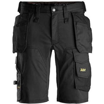 Pantalón Corto Unisex Snickers AllroundWork Stretch Slim Fit con Bolsillos de Herramientas - Negro - Talla 44