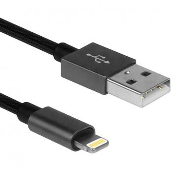 Cable USB Tipo A a Lightning 1m MFi Certificado Carga y Datos Negro Compatible con iPhone 13, 12, 11 y iPad Pro