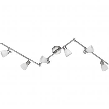 Barra LED 6 Spots Orientables de Acero y Vidrio Carico con Función Dimmable y LEDs Intercambiables