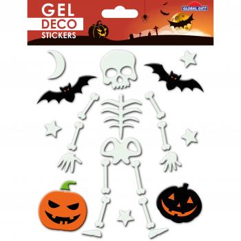 Pegatinas gel deco Halloween esqueleto Global Gift blanco