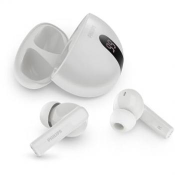 Auriculares Inalámbricos Philips TAT2520 con Cancelación Activa de Ruido, Bluetooth, Resistencia al Agua IPX4, Autonomía de 20 horas, Color Blanco