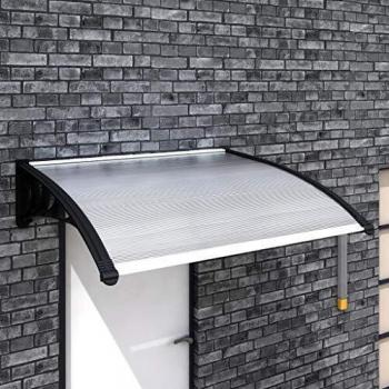 vidaXL Marquesina para Puerta de PC Plateado 150x100 cm Techado de Entrada
