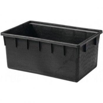 Mastello Rectangular 250 L Negro 94x63x57 cm, Polietileno Alta Densidad, Apilable con Asas
