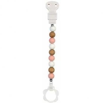 Nattou Cadena para chupetes de Silicona y Madera con Perlas para todos los modelos, sin BPA, 27,5 x 3,3 x 23 cm, Rosa