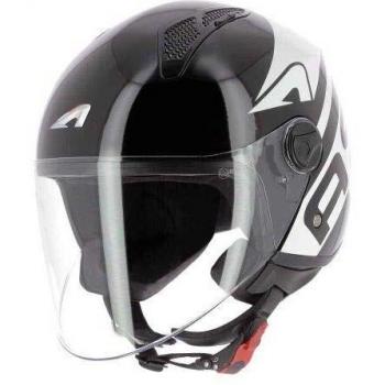 Astone Helmets - MINIJET Graphic LINK - Casque jet - Casque jet urbain - Casque moto et scooter compact - Coque en polycarbonate - black white XS