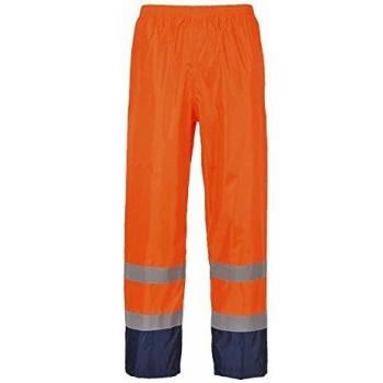 Pantalones de Lluvia Alta Visibilidad Clásicos Naranja/Marino con Cintas Reflectantes Portwest H444