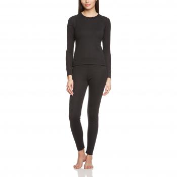 CMP Women's Thermal Base Layer Set - Sweat and Pants, Slim Fit, Black, Size 46