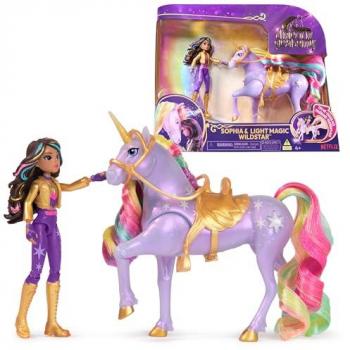 Muñeca y Unicornio Unicorn Academy - Sophia con Luz Mágica Wildstar, 12 cm