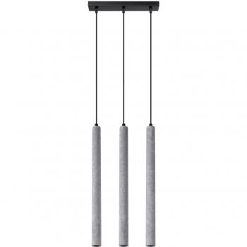 Lámpara de techo colgante moderna Sollux Pastelo en hormigón con 3 luces G9, color gris, longitud de 30 cm