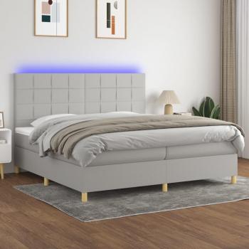 Colchón de cama de muelles y tela LED gris claro 200x200 cm Vidaxl