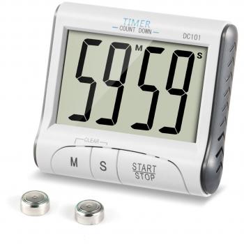 Temporizador de Cocina, ZOETOUCH Reloj Temporizador Digital Magnético de Cocina Ajustable con Pantalla LCD Soporte Fuerte Cuenta Atrás y Hasta 24 Horas con Pantalla Grande Soporte Retráctil Pilas Incl