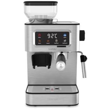Cafetera Espresso Prixton Nápoli 1350W - 20 Bares - Molinillo Integrado 22 Niveles - Compatible con Café en Grano, Molido y Cápsulas - Vaporizador Ajustable