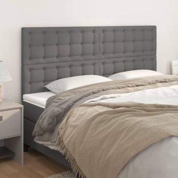 Cabeceros de cuero sintético gris 100x5x78/88 cm - Pack de 4 unidades