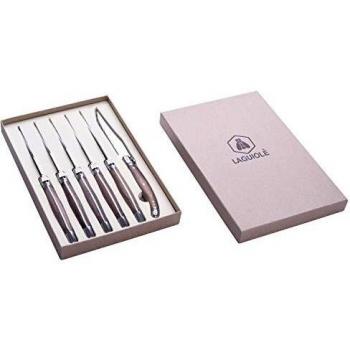 LAGUIOLE - Juego de 6 cuchillos para carne madera de nogal - acero inoxidable, madera de nogal - Marrón