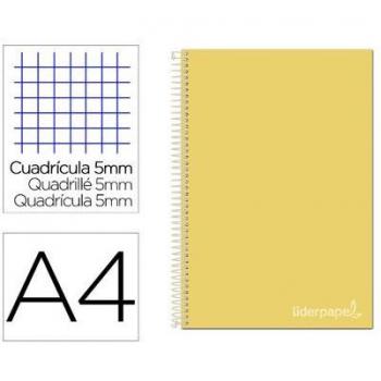 Cuaderno Espiral Liderpapel A4 Micro Jolly Cuadrícula 5mm 140 Hojas Amarillo