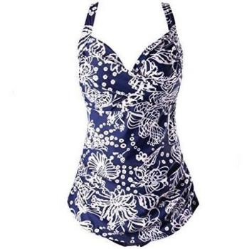 Surenow Mujer Bañador de Una Pieza Trajes de Baño Bikini de Flor Retro para Playa