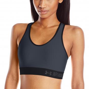 Under Armour Mid Solid Sujetador Deportivo, Mujer, Gris, XS