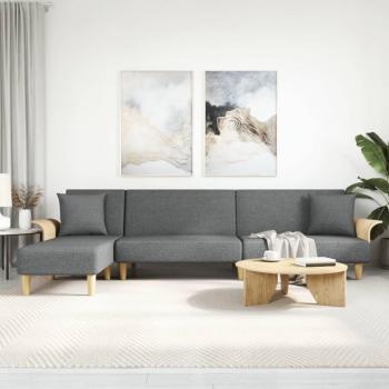 vidaXL L-Shaped Dark Grey Fabric Sofa Bed 279x140x70 cm