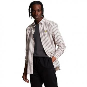Lyle & Scott Men's Beige Multi Stripe Shirt - Size Medium